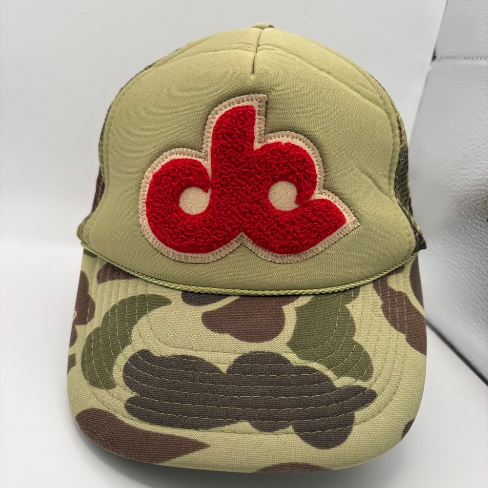 OTTO Camo Trucker Hat DC Logo Red Patch Mesh Back Snapback Adjustable